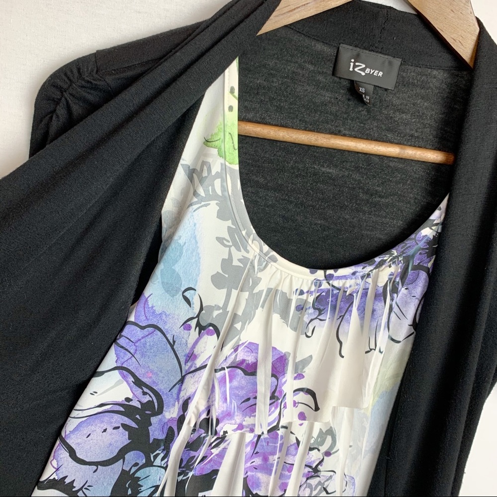 IZ Byer One Piece Ruffle Camisole Cardigan - Picture 5 of 8